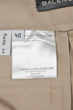 Khaki cotton gabardine low-rise bermudas with turn-up cuffs