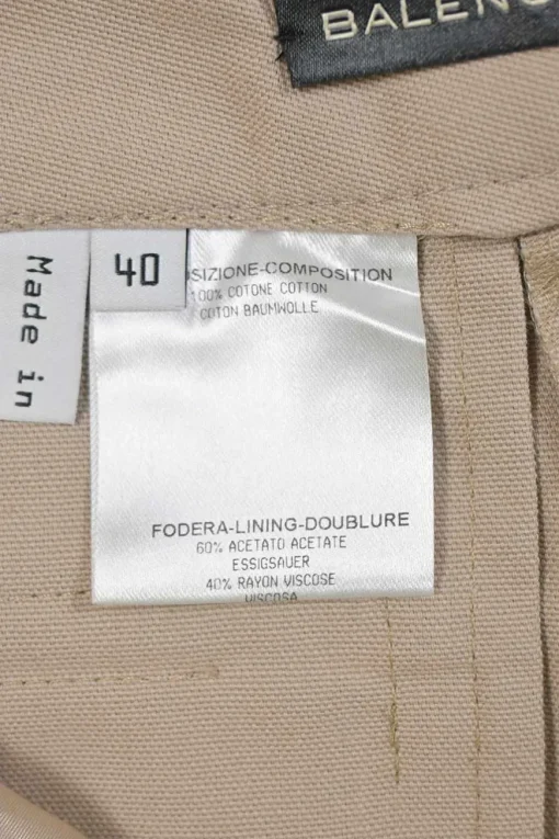 Khaki cotton gabardine low-rise bermudas with turn-up cuffs