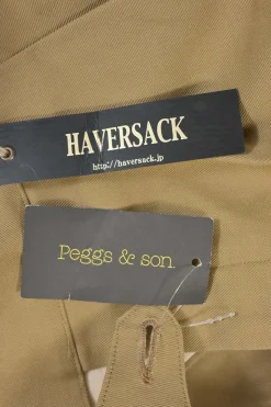Khaki cotton gabardine tuck-pleat tailored trousers with extended tab closure and pull tab waist adjusters