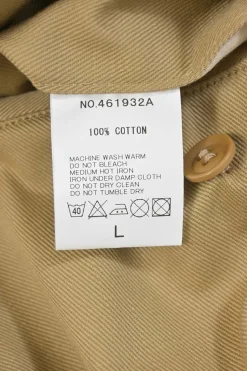 Khaki cotton gabardine tuck-pleat tailored trousers with extended tab closure and pull tab waist adjusters