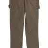 Khaki cotton tapered casual pants with cargo pockets