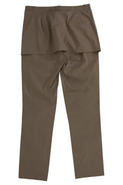 Khaki cotton tapered casual pants with cargo pockets