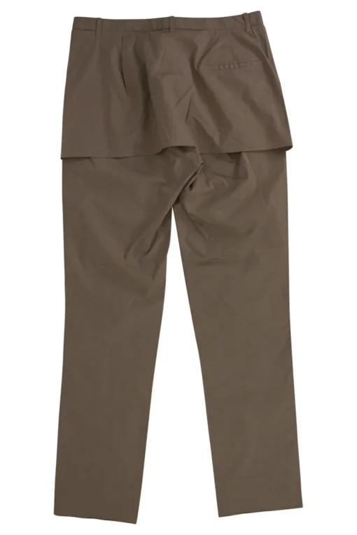 Khaki cotton tapered casual pants with cargo pockets
