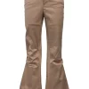 Khaki cotton-blend low-rise bow-embellished bell-bottom pants