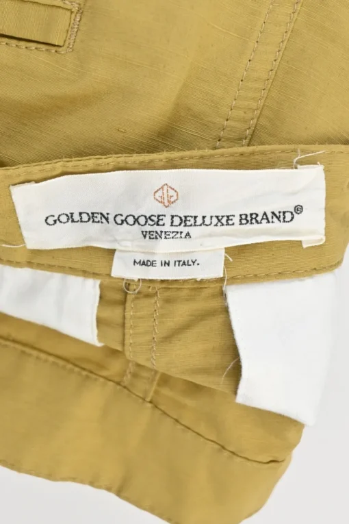 Khaki linen-blend pull-on high-rise sailor shorts with extended tab fastening