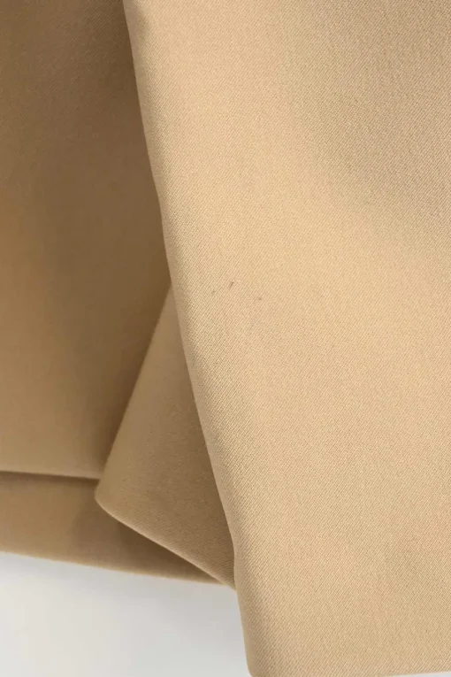 Khaki reworked polyester gabardine wrap-front tailored apron-style mini skort