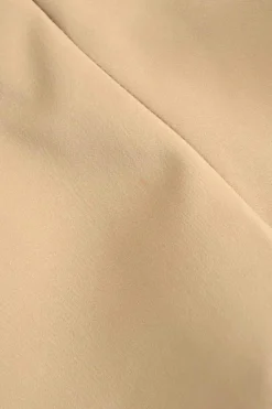 Khaki reworked polyester gabardine wrap-front tailored apron-style mini skort