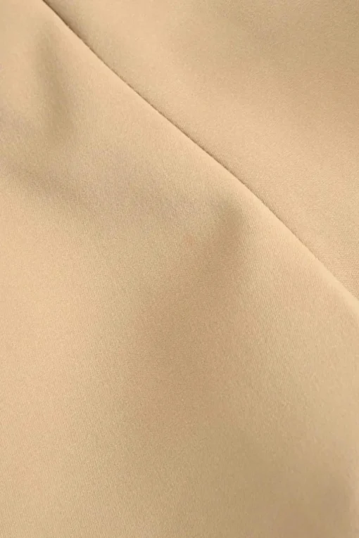 Khaki reworked polyester gabardine wrap-front tailored apron-style mini skort