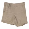 Khaki suede pull-on belted shorts
