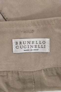 Khaki suede pull-on belted shorts