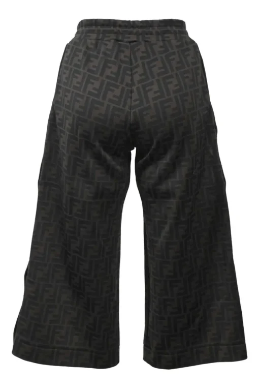 Kids brown cotton-blend Zucca piqué knit wide-leg track pants with elasticated waistband