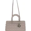 Large blush pink Cannage-quilted leather Lady Dior with detachable shoulder strap