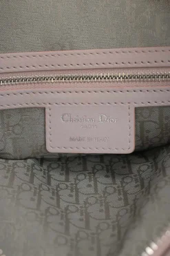 Large blush pink Cannage-quilted leather Lady Dior with detachable shoulder strap