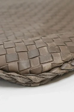 Large Brown Intrecciato Leather Cabat Shoulder Bag