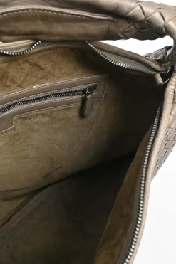 Large Brown Intrecciato Leather Cabat Shoulder Bag