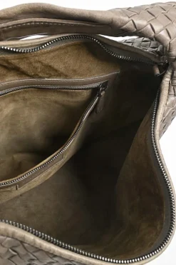 Large Brown Intrecciato Leather Cabat Shoulder Bag