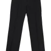 Le Dix black polyester-blend pull-on mid-rise pleated trousers with slanted hip pockets