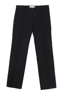 Le Dix black polyester-blend pull-on mid-rise pleated trousers with slanted hip pockets