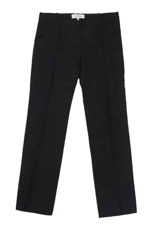 Le Dix black polyester-blend pull-on mid-rise pleated trousers with slanted hip pockets