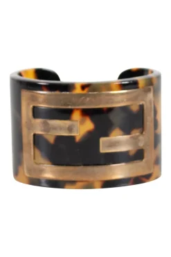 Leopard patterned cuff bracelet with hardware logo on top