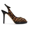 Leopard print in calf hair open toe slingback stiletto