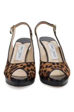 Leopard print in calf hair open toe slingback stiletto