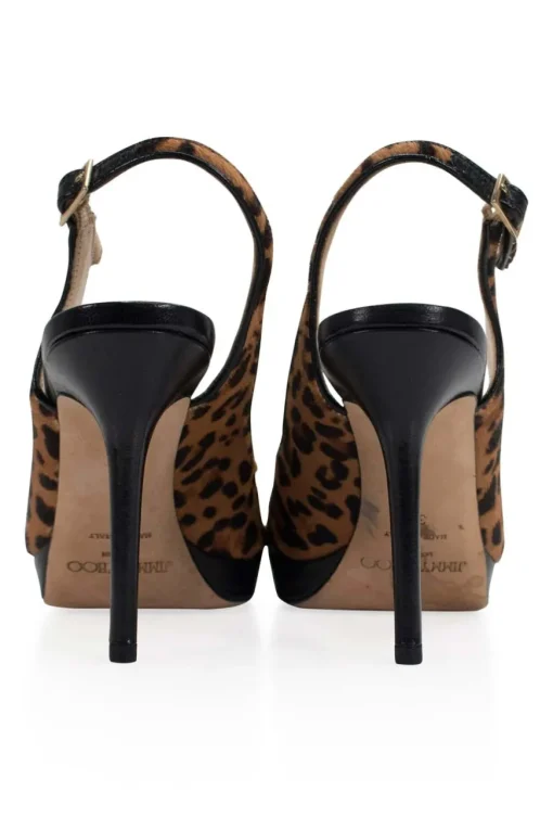 Leopard print in calf hair open toe slingback stiletto