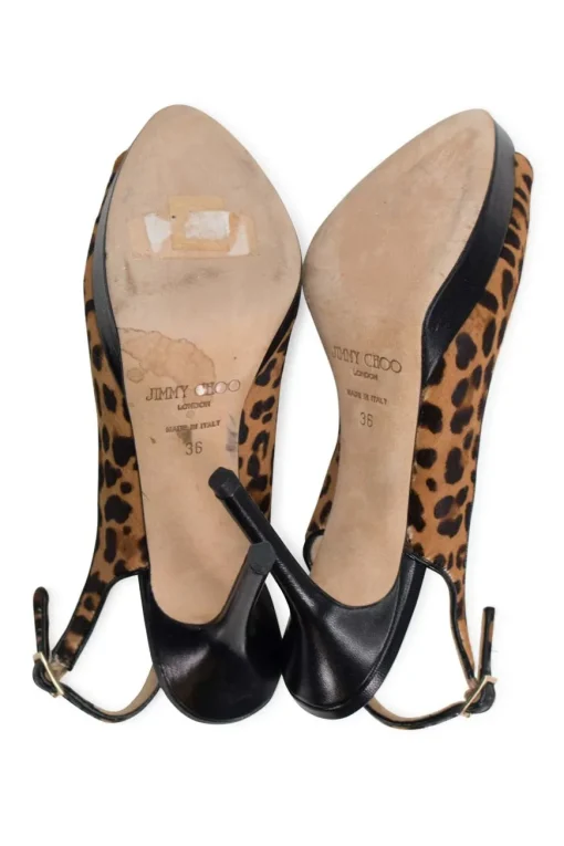 Leopard print in calf hair open toe slingback stiletto