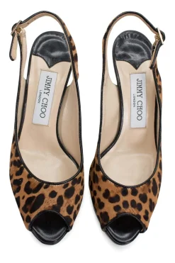 Leopard print in calf hair open toe slingback stiletto