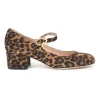 Leopard-print suede leather Mary Ribbon 45 round-toe Mary Jane pumps