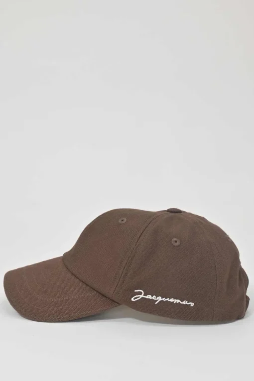 Les Classiques brown embroidered cotton canvas 'La Casquette' baseball hat featuring logo motif