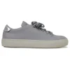 Light grey leather sneakers with metal hoops
