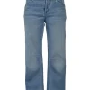 Light-wash cotton-blend denim pull-on high-rise Niliane straight-leg jeans