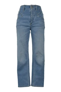 Light-wash cotton-blend denim pull-on high-rise Niliane straight-leg jeans