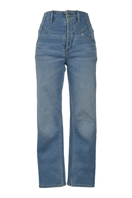 Light-wash cotton-blend denim pull-on high-rise Niliane straight-leg jeans