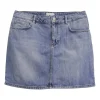 Light-wash indigo cotton denim mini skirt