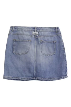Light-wash indigo cotton denim mini skirt