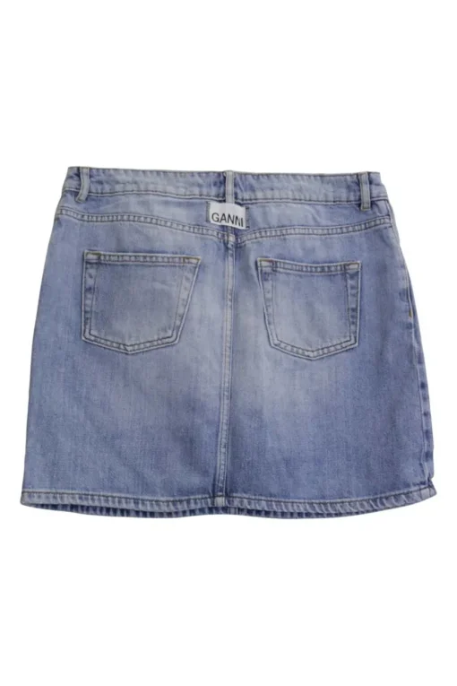 Light-wash indigo cotton denim mini skirt