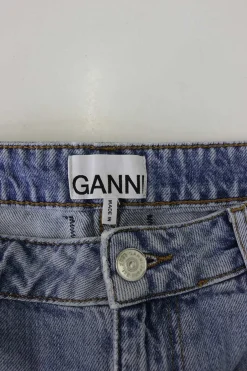 Light-wash indigo cotton denim mini skirt