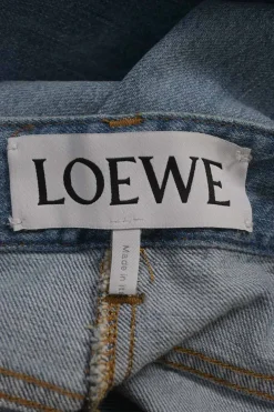 Light-wash indigo cotton denim pull-on bow leg jeans