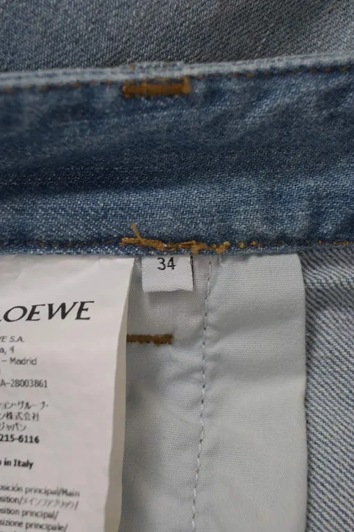 Light-wash indigo cotton denim pull-on bow leg jeans