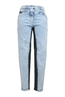 Light-wash indigo cotton-blend denim pull-on high-rise skinny jeans with contrasting coin pocket and inseam insert