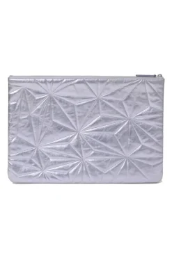 Lilac foiled lambskin leather quilted Large O Case zip pouch