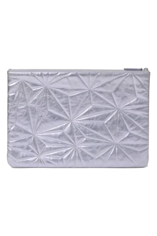 Lilac foiled lambskin leather quilted Large O Case zip pouch