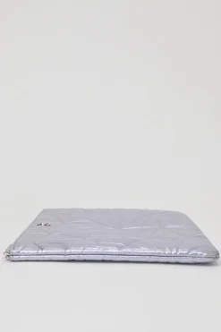 Lilac foiled lambskin leather quilted Large O Case zip pouch