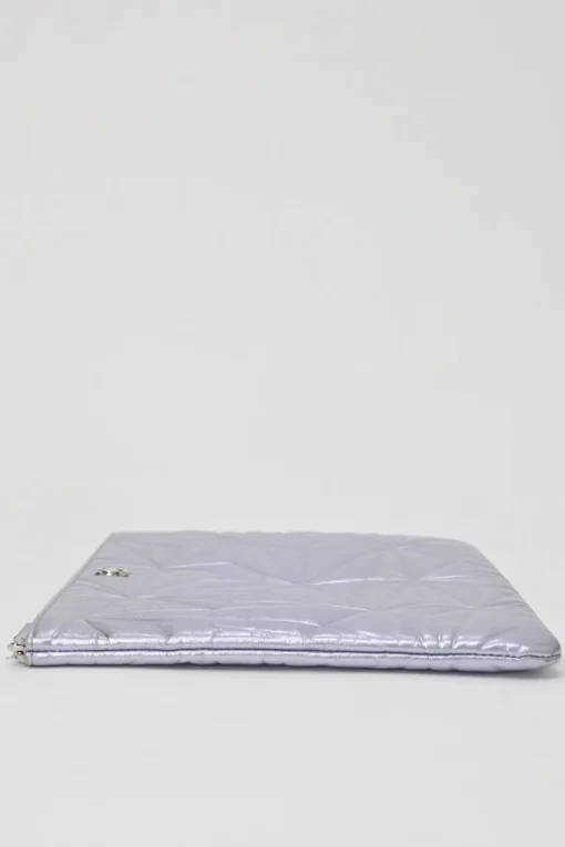 Lilac foiled lambskin leather quilted Large O Case zip pouch