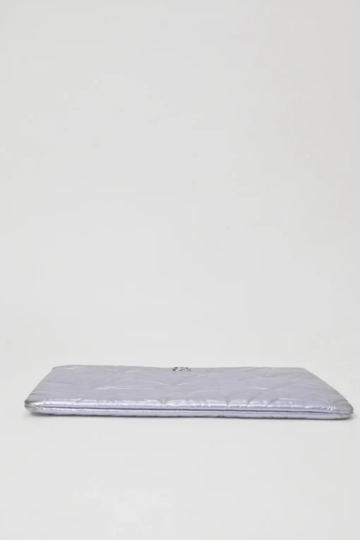 Lilac foiled lambskin leather quilted Large O Case zip pouch