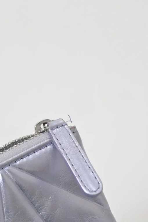 Lilac foiled lambskin leather quilted Large O Case zip pouch
