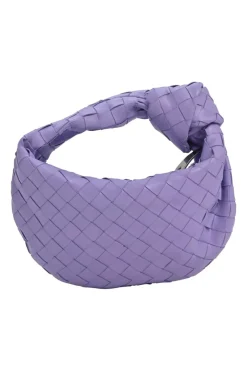Lilac intrecciato nappa leather Jodie mini knotted shoulder bag
