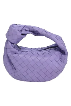 Lilac intrecciato nappa leather Jodie mini knotted shoulder bag
